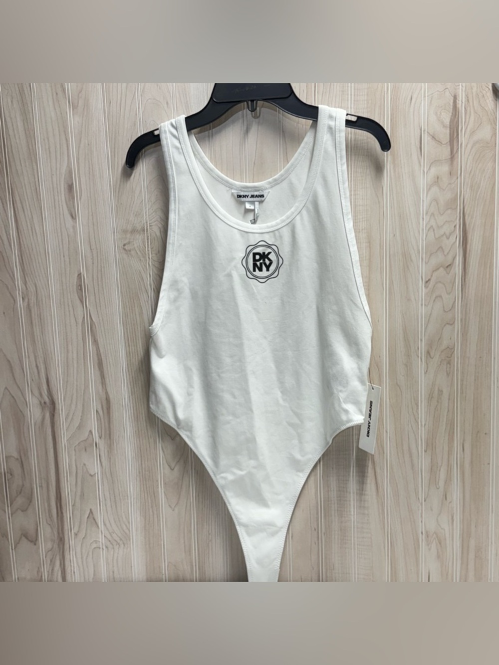 DKNY White Girls' Logo Tank One-Piece Bodysuit